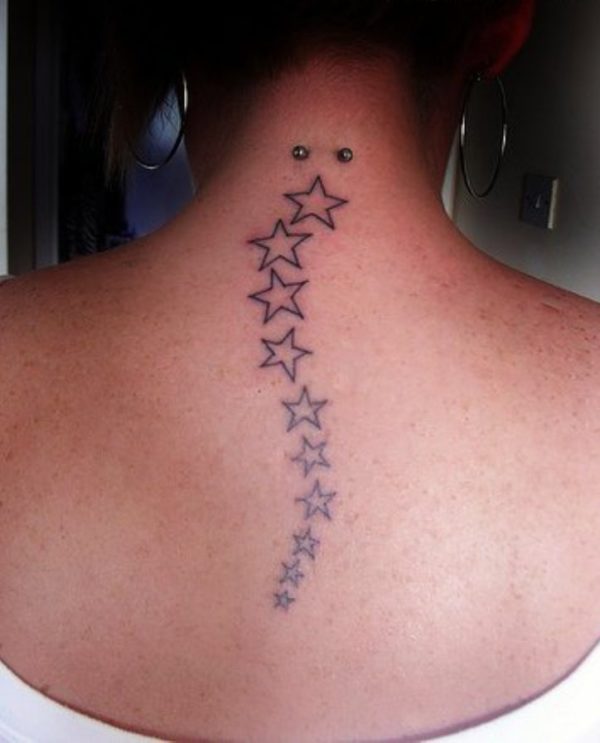 Stars Tattoo On Neck Back
