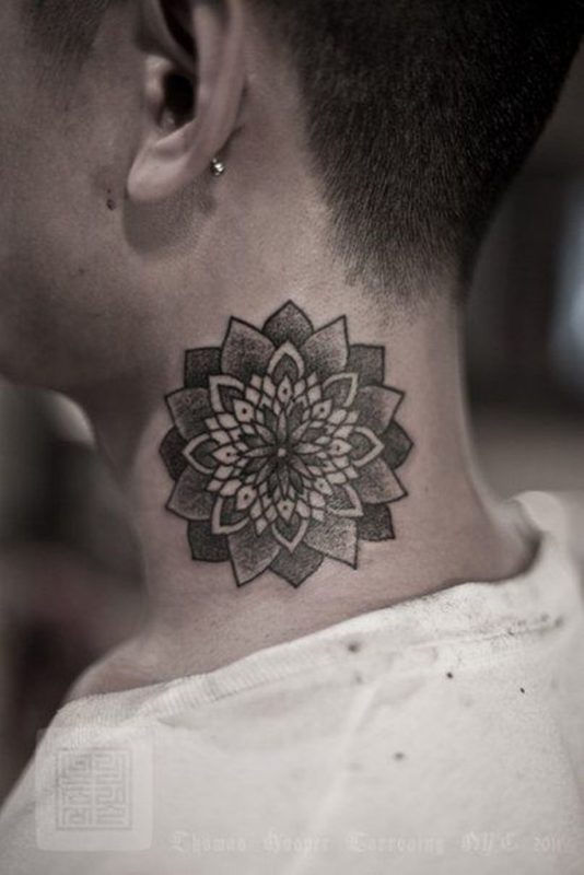 Stunning Mandala Neck Tattoo