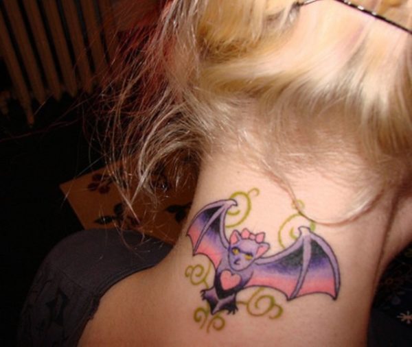 Stunning Bat Tattoo ON Neck