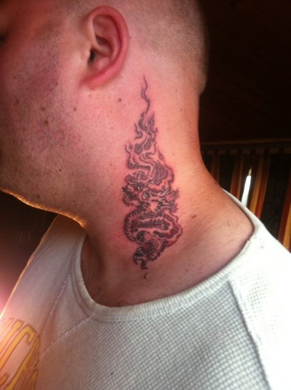 Stunning Dragon Tattoo On Neck
