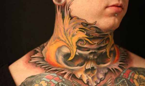 Stunning Japanese Neck Tattoo