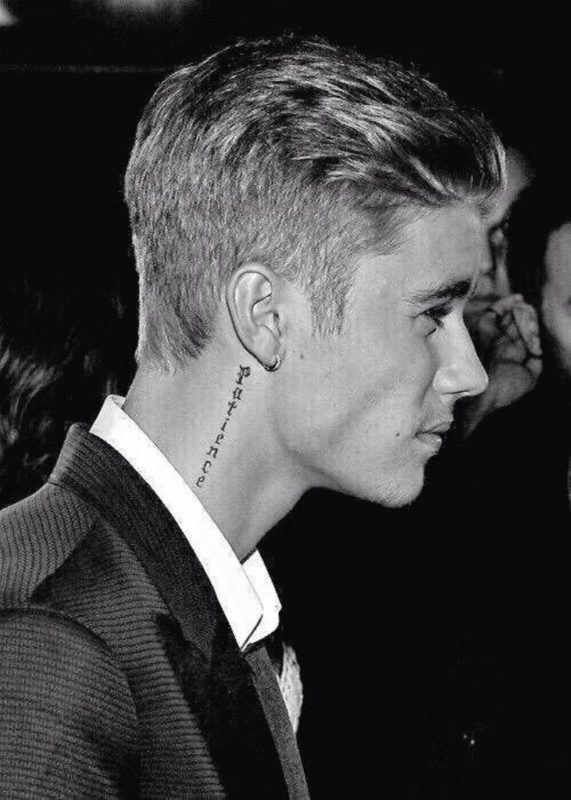 Stunning Justin Bieber Neck Tattoo