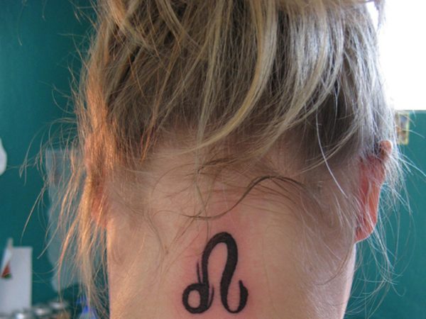 Stunning Leo Zodiac Tattoo On Neck