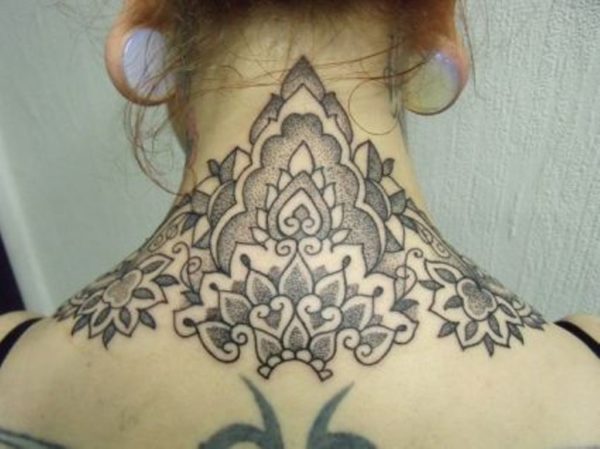 Stunning Lotus Neck Tattoo