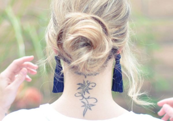 Stunning Lotus Tattoo On Back Neck
