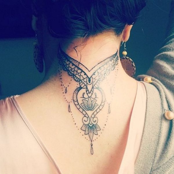 Stunning Mandala Tattoo On Back Neck