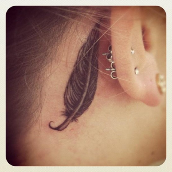Stunning Neck Tattoo Behind Ear