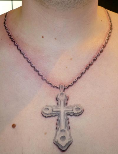 Stunning Religious Cross Neck Tattoo