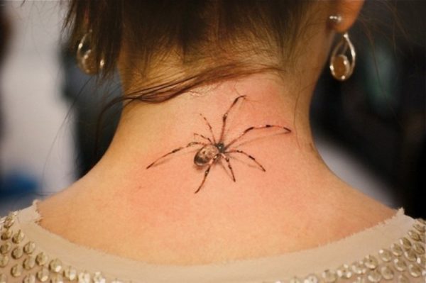 Stunning Spider Tattoo On Neck