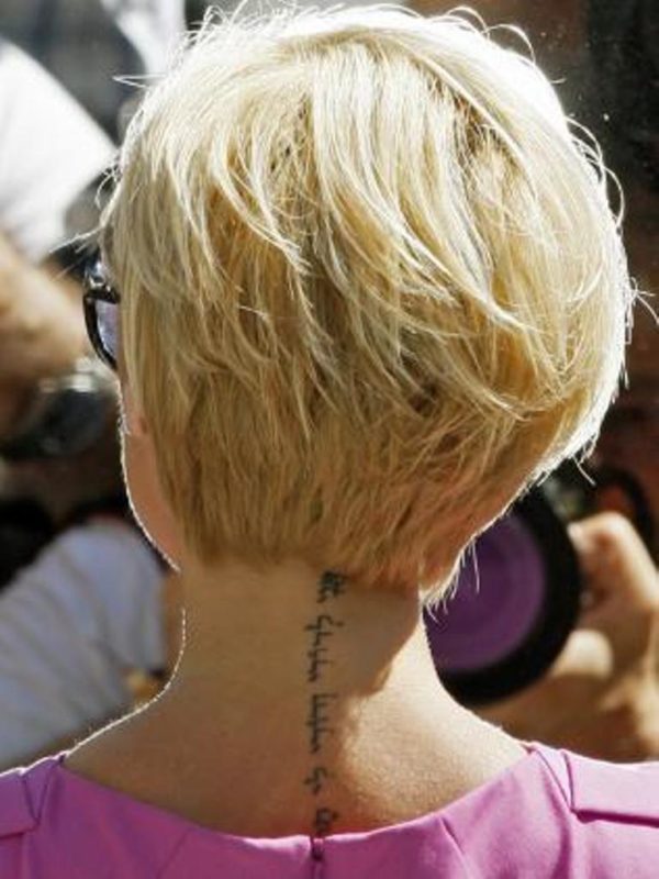 Stunning Victoria Beckham Neck Tattoo