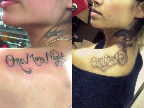 Stunning Wording Neck Tattoo