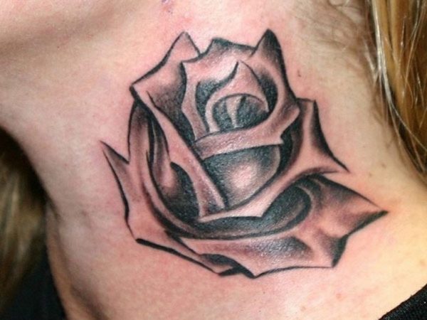 Stylish  Black And Grey Rose Tattoo Design