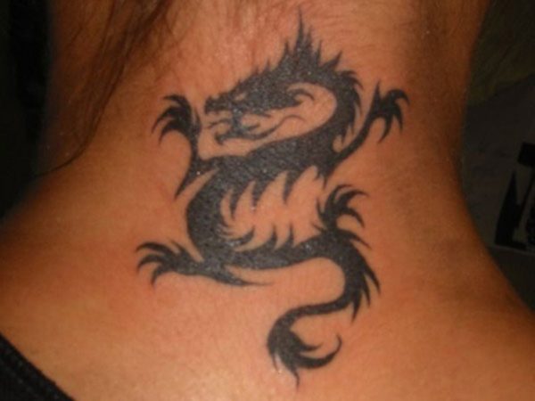 Stylish Dragon Neck Tattoo