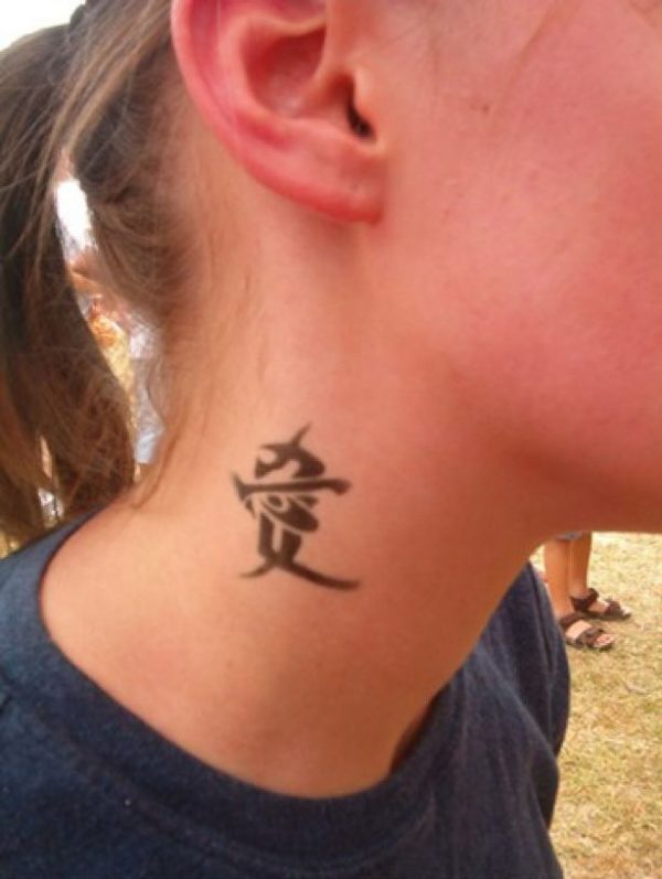 Stylish Kanji Neck Tattoo