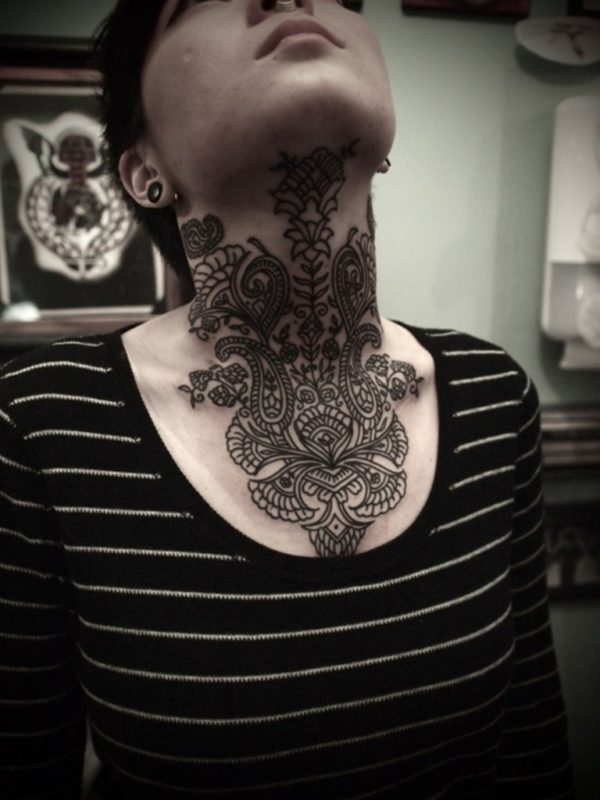 Stylish Neck Tattoo For Women