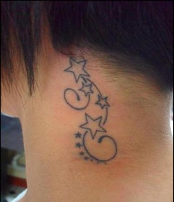 Stylish Stars Neck Tattoo