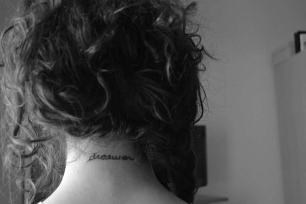 Stylish Words Tattoo On Neck