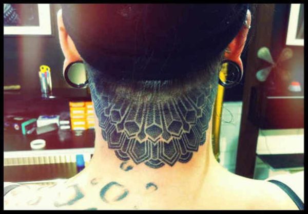 Stylish mandala Neck Tattoo Design