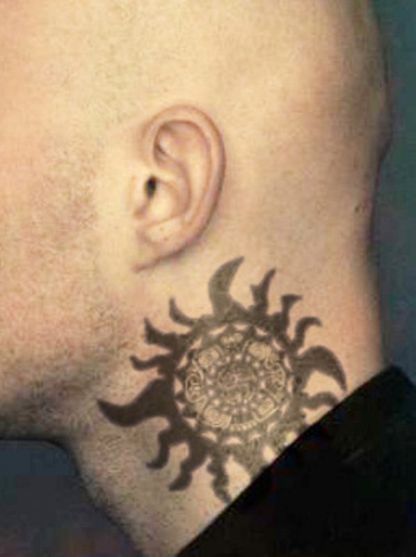 Sun Neck Tattoo For Men