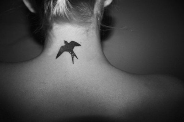 Swallow Tattoo On Neck