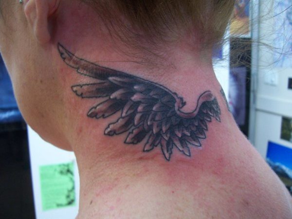 Sweet Angel Neck Wing Tattoo