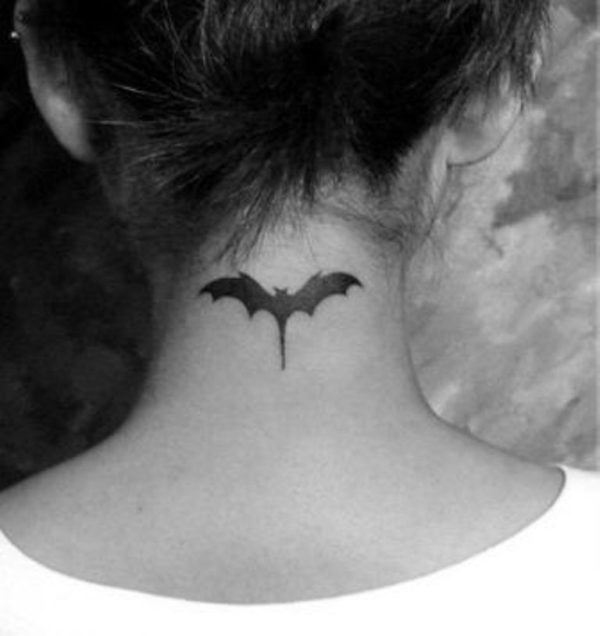 Sweet Bat Tattoo On Neck