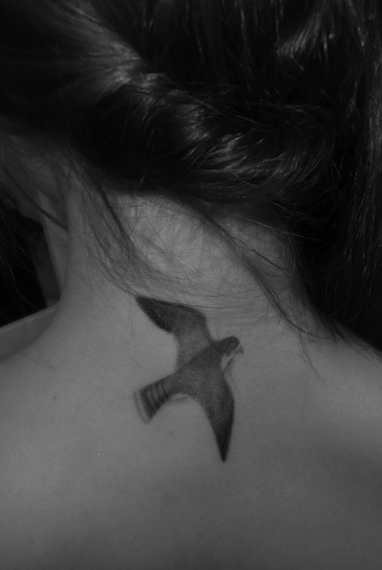 Sweet Bird Tattoo On Neck 