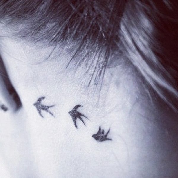 Sweet Birds Tattoo On Neck