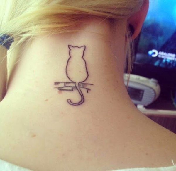 Sweet Cat Neck Tattoo