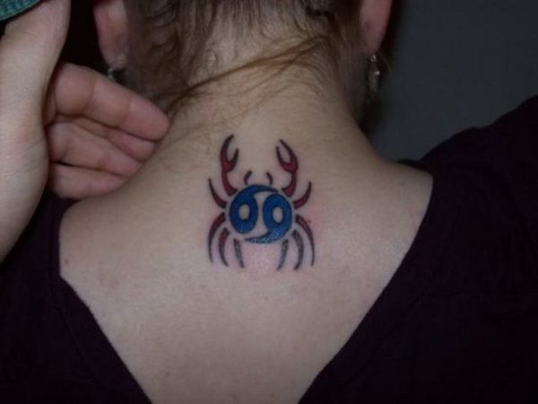 Sweet Crab Tattoo On Neck