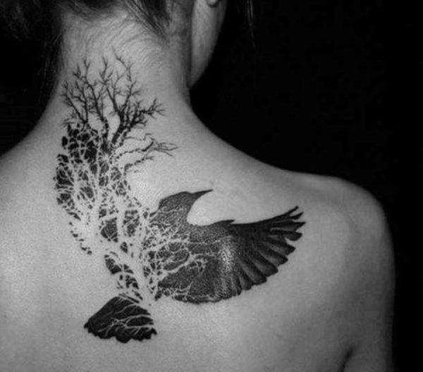 Sweet Crow Black And White Tattoo