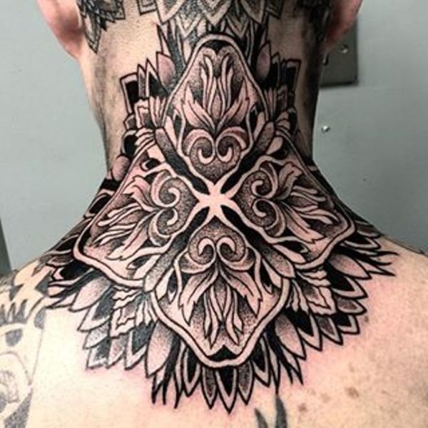 Sweet Designer Mandala Neck Tattoo