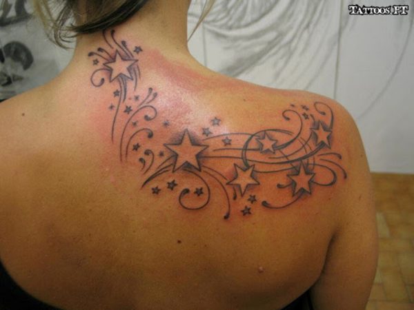 Sweet Designer Stars Tattoo On Neck