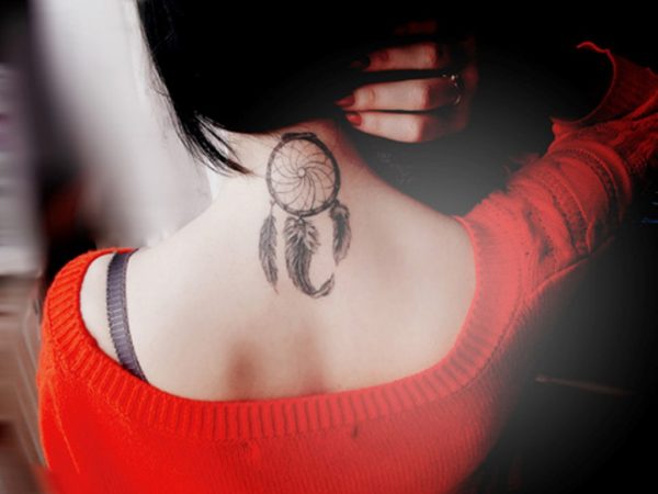 Sweet Dream catcher Tattoo On Neck