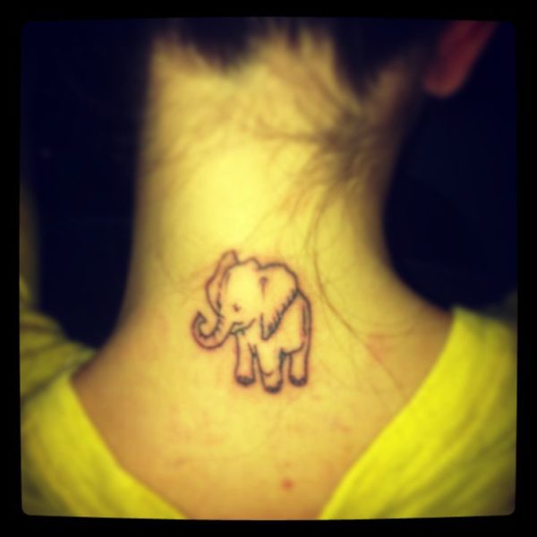 Sweet Elephant Neck Tattoo Design