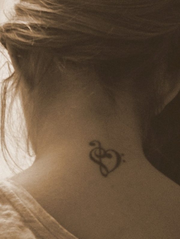 Sweet Heart Tattoo On Neck
