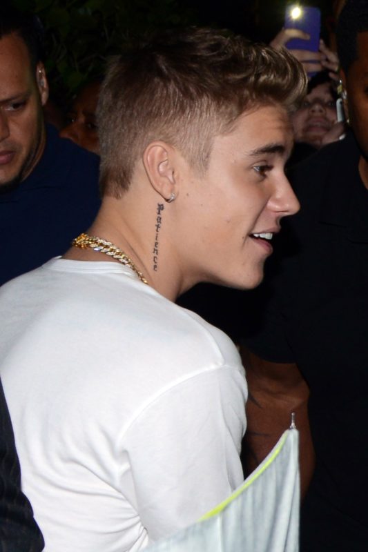 Sweet Justin Biber Tattoo On Neck