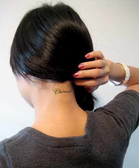 Sweet Name Tattoo On Neck