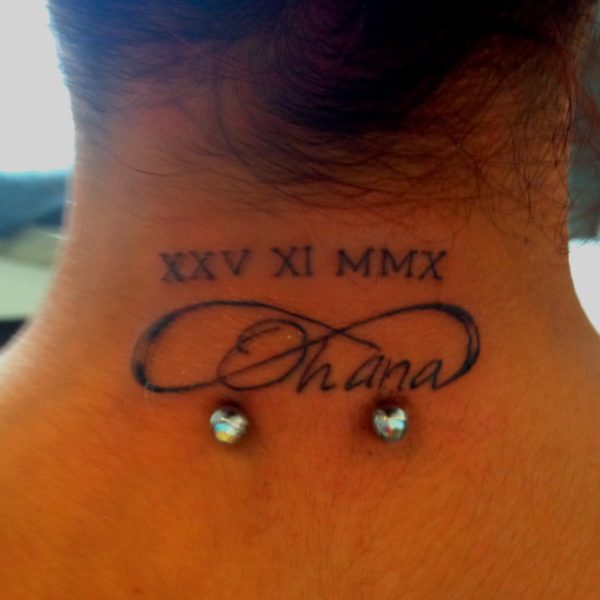 Sweet Roman Tattoo On Neck Back