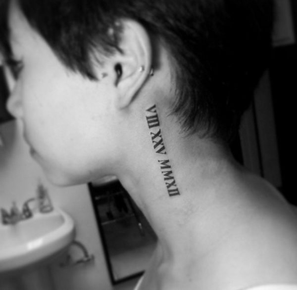 Sweet Roman Tattoo On Neck