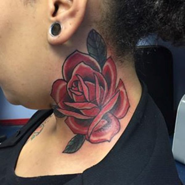 Sweet Rose Neck Tattoo