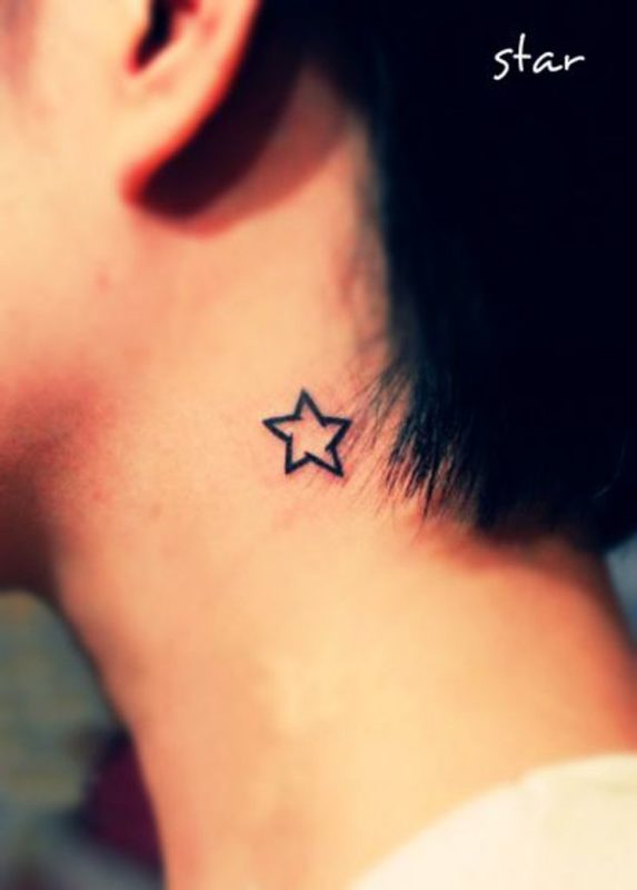 Sweet Small Star Neck Tattoo