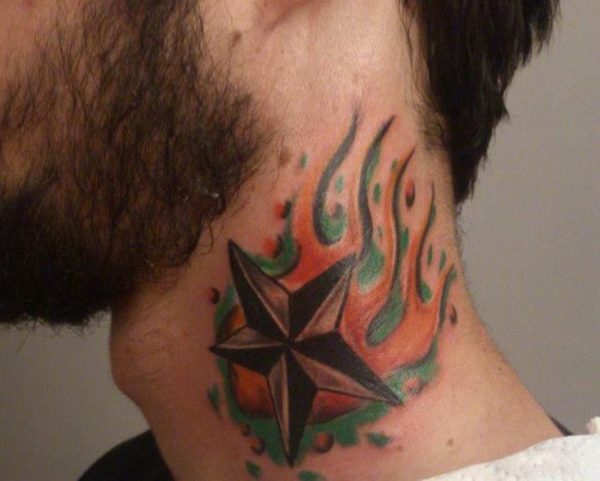 Sweet Star Neck Tattoo