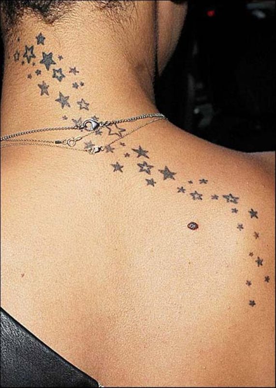 Sweet Stars Tattoo On Neck 