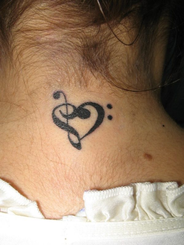 Sweet Tiny Heart Tattoo On Neck