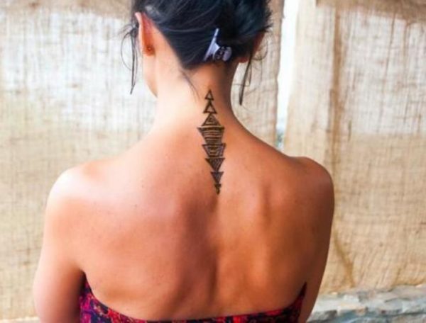 Sweet Tiny Tattoo On Neck