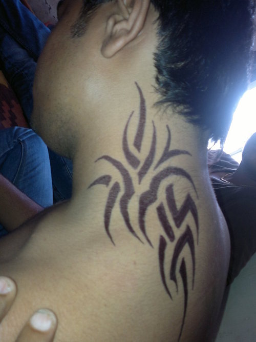 Sweet Tribal Tattoo On Neck