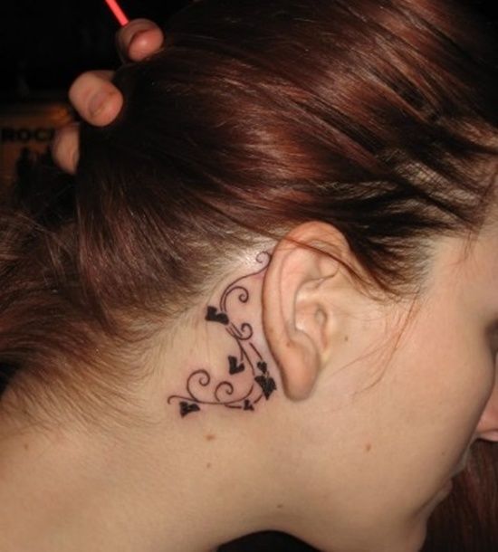 Sweet Vine Neck Tattoo Behind Ears
