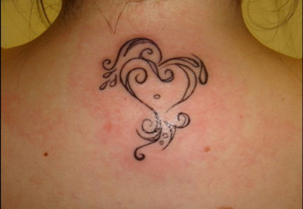 Swirl Heart Neck Tattoo