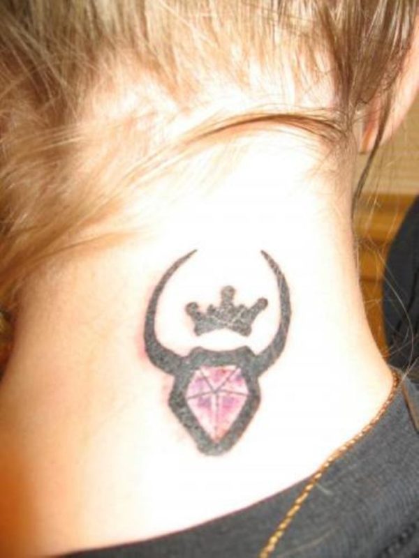 Taurus Crown Neck Tattoo